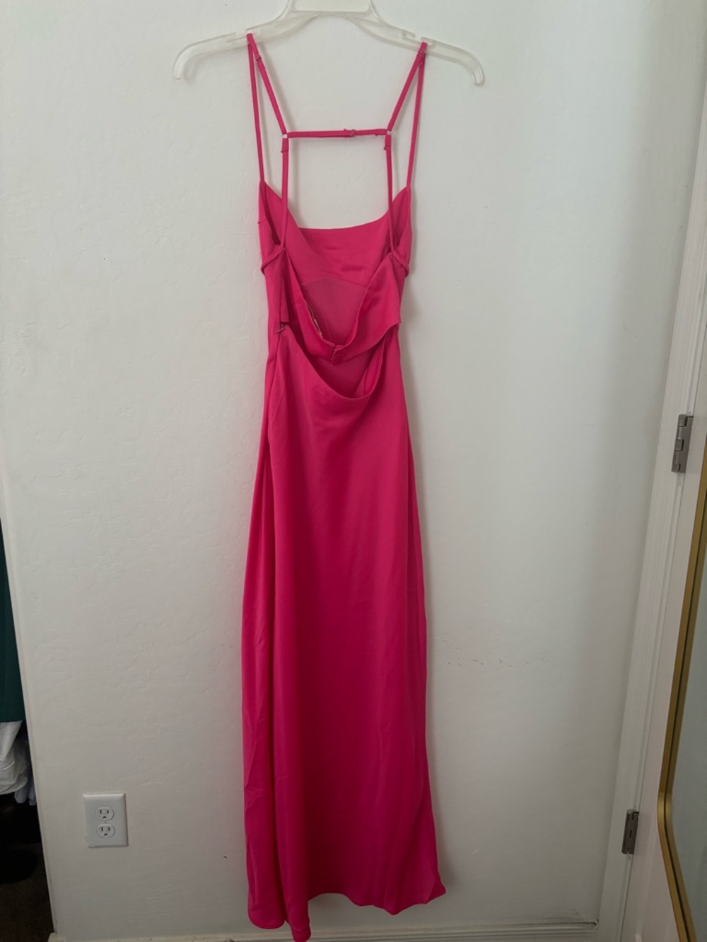 Thirty Thirty XS Hot Pink Satin Maxi Dress Open Back Slip Gown - Picture 2 of 8